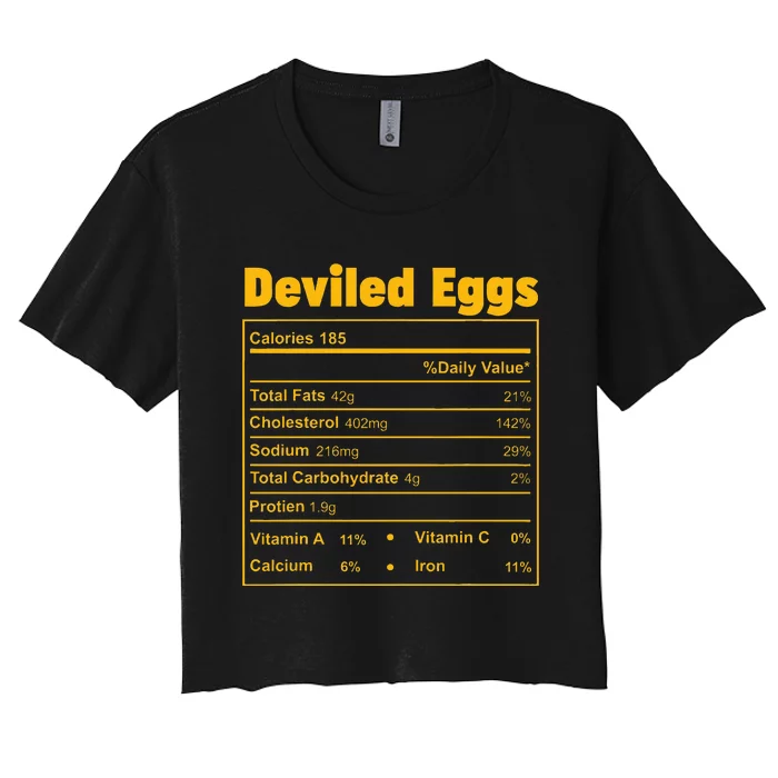 Thanksgiving Food Deviled Eggs Nutritional Facts Women's Crop Top Tee