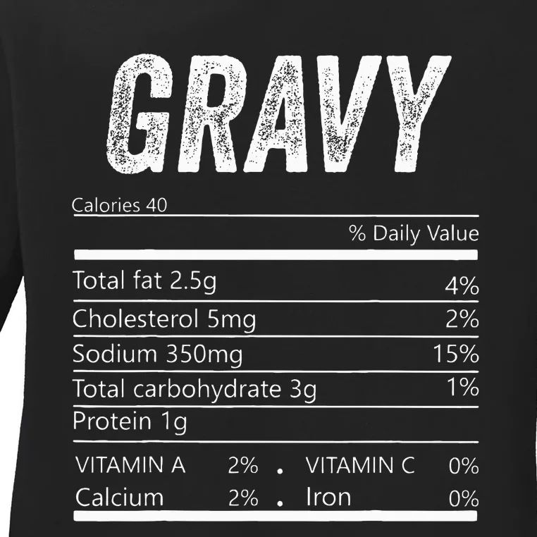 Thanksgiving Feast Delicious Gravy Nutrition Facts Ladies Long Sleeve Shirt