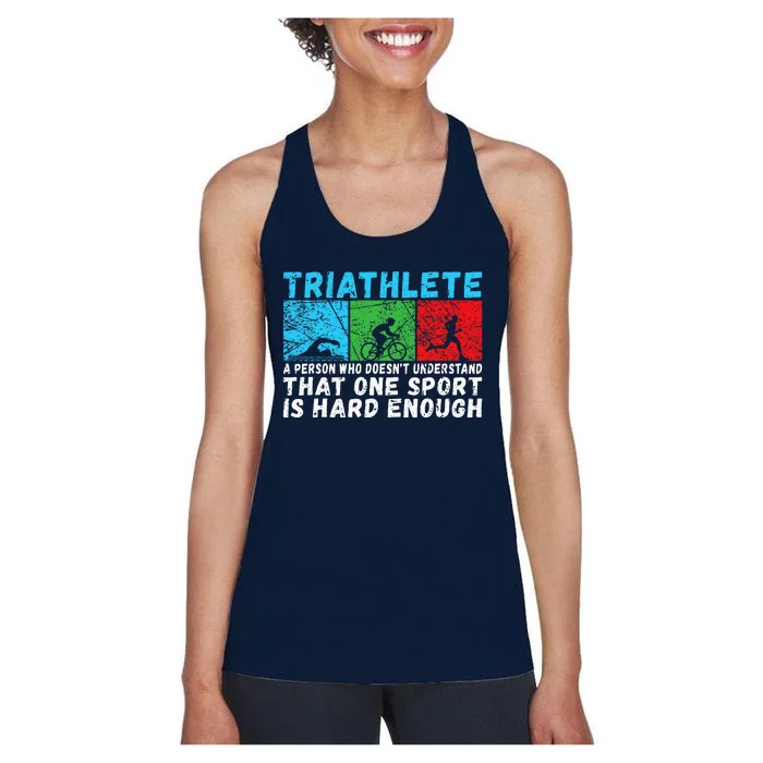 Triathlete Funny Definition Triathlon Women's Racerback Tank