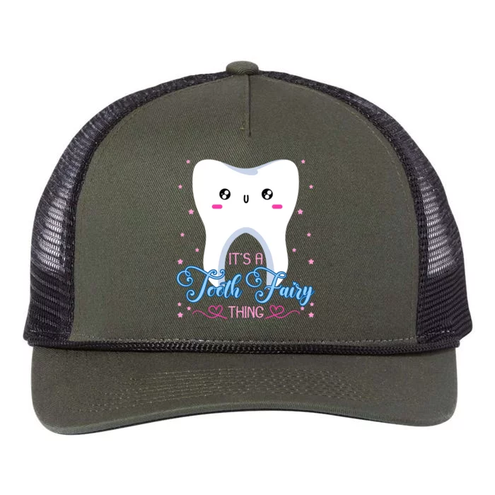 Tooth Fairy Dentists Dental Hygienist Oral Hygiene Gift Retro Rope Trucker Hat Cap