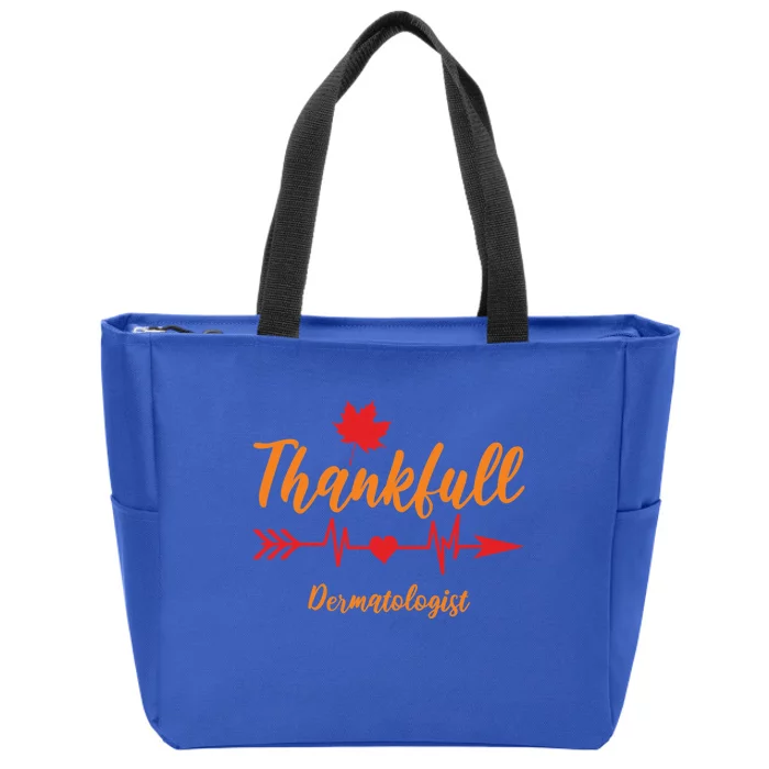 Thanksgiving Fall Dermatologist Heartbeat Thankful Doctor Cute Gift Zip Tote Bag