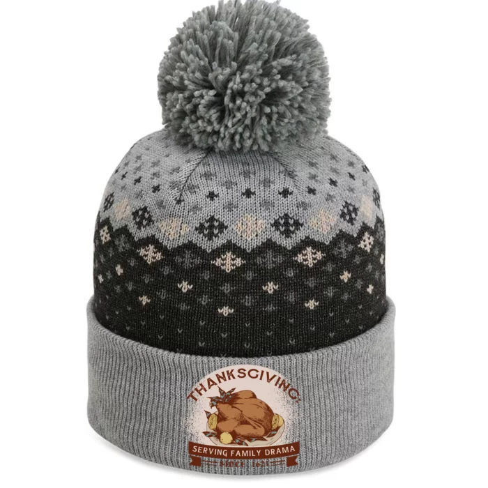 Thanksgiving Family Drama Funny The Baniff Cuffed Pom Beanie