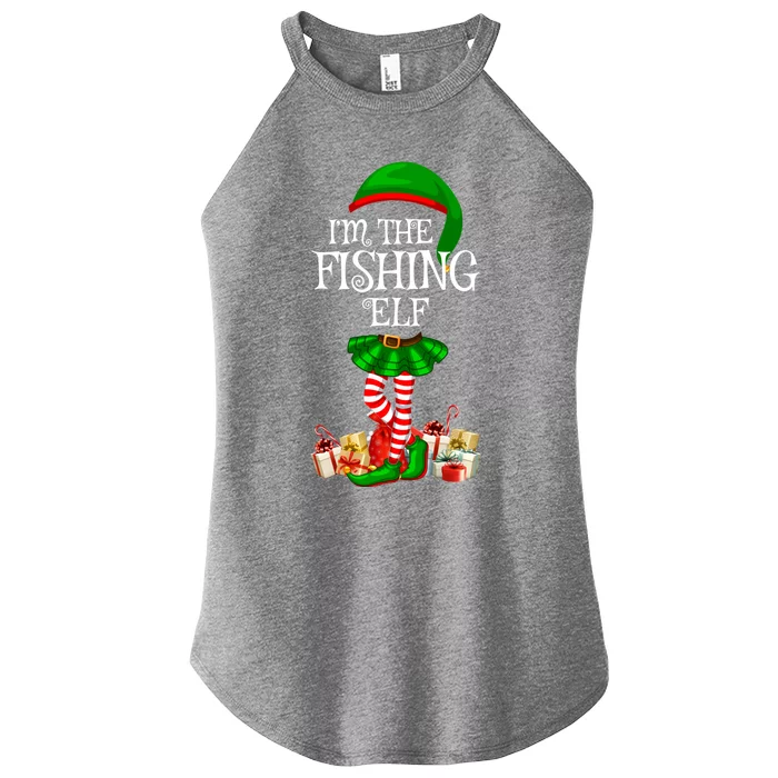 The Fishing Elf Christmas Matching Family Elf Xmas Gift Women’s Perfect Tri Rocker Tank