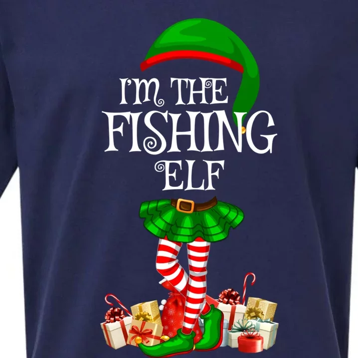 The Fishing Elf Christmas Matching Family Elf Xmas Gift Sueded Cloud Jersey T-Shirt