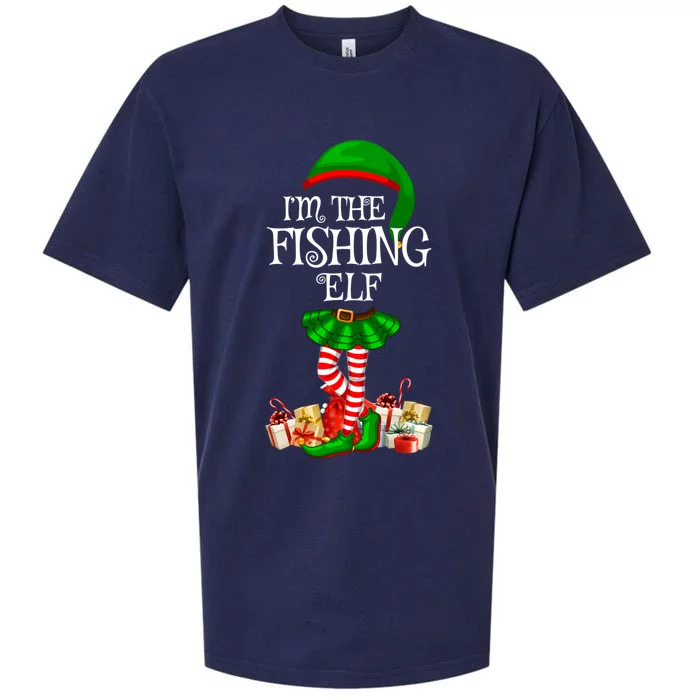 The Fishing Elf Christmas Matching Family Elf Xmas Gift Sueded Cloud Jersey T-Shirt