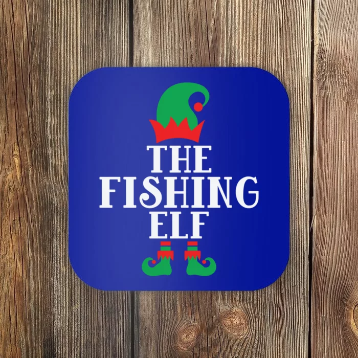 The Fishing Elf Funny Christmas Elf Fisher Fishing Family Gift Coaster