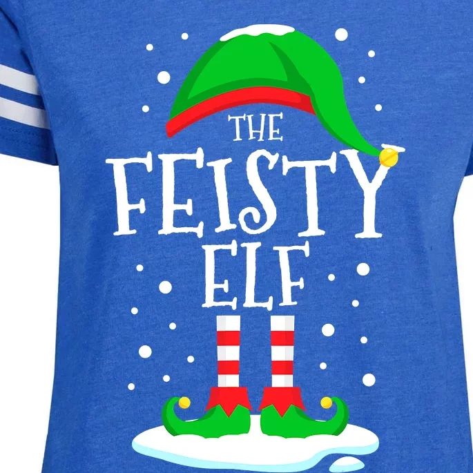 The Feisty Elf Group Matching Family Christmas Holiday Gifts Enza Ladies Jersey Football T-Shirt