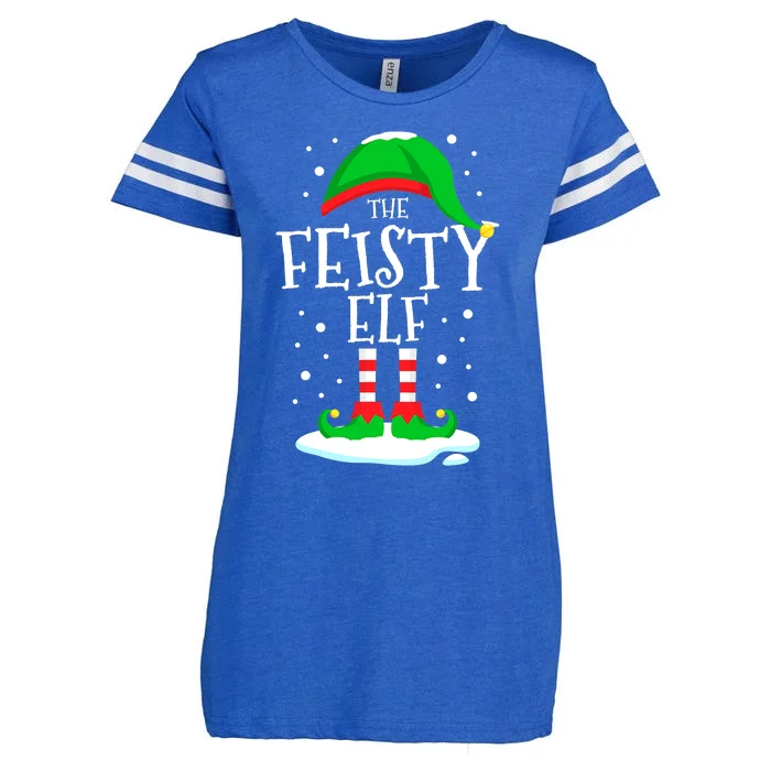 The Feisty Elf Group Matching Family Christmas Holiday Gifts Enza Ladies Jersey Football T-Shirt