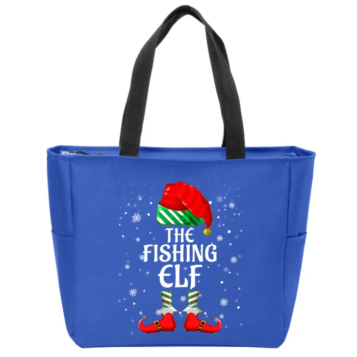 The Fishing Elf Family Matching Group Christmas Gift Zip Tote Bag