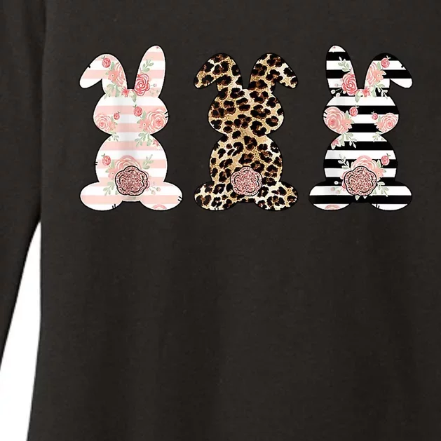 Trio Floral Easter Bunny Cute Womens CVC Long Sleeve Shirt