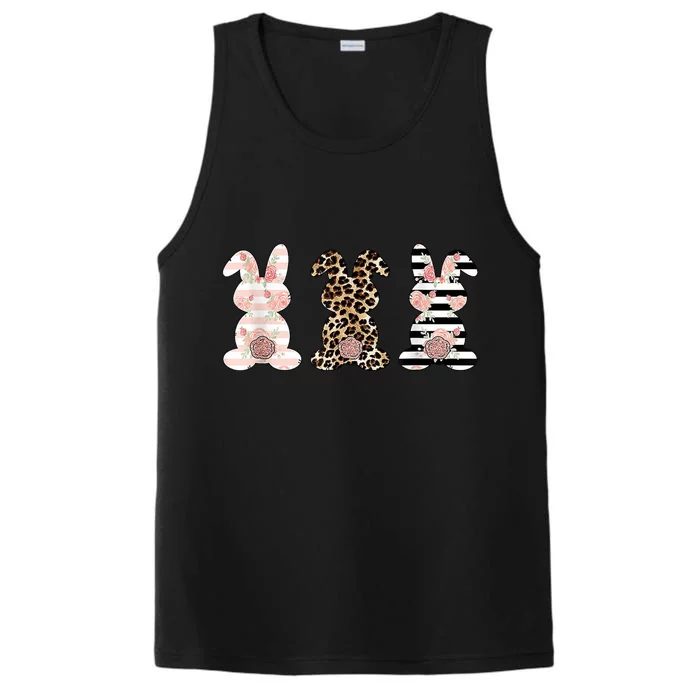 Trio Floral Easter Bunny Cute Performance Tank