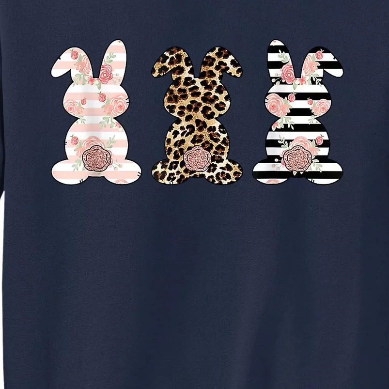 Trio Floral Easter Bunny Cute Tall Sweatshirt