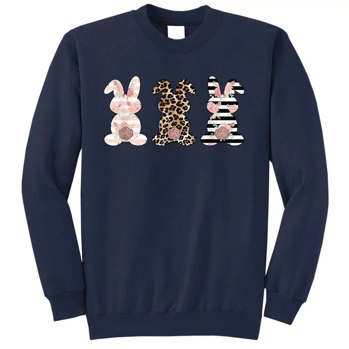 Trio Floral Easter Bunny Cute Tall Sweatshirt