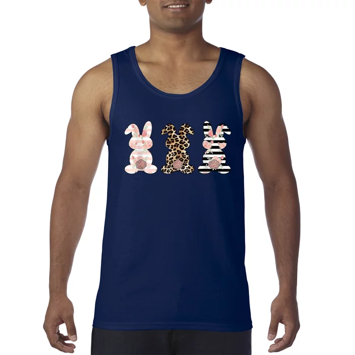 Trio Floral Easter Bunny Cute Tank Top