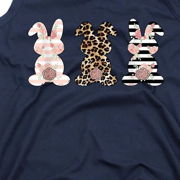 Trio Floral Easter Bunny Cute Tank Top