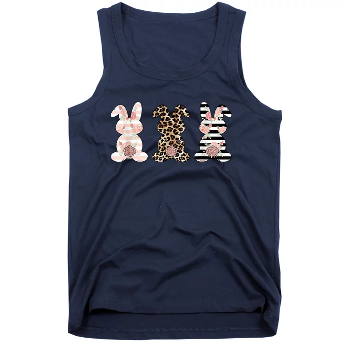 Trio Floral Easter Bunny Cute Tank Top