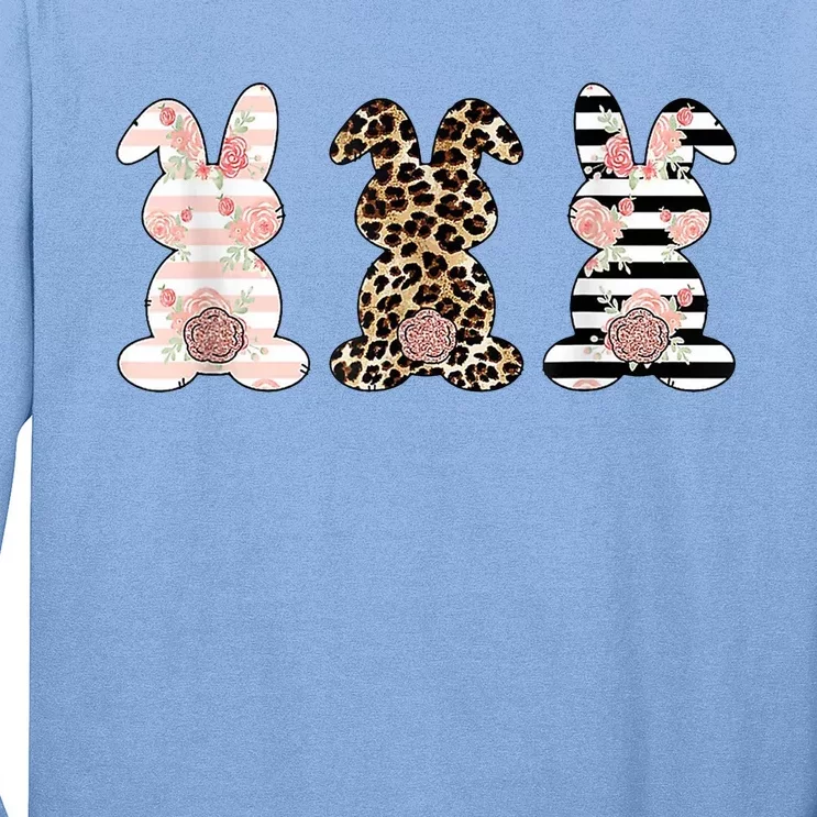 Trio Floral Easter Bunny Cute Long Sleeve Shirt