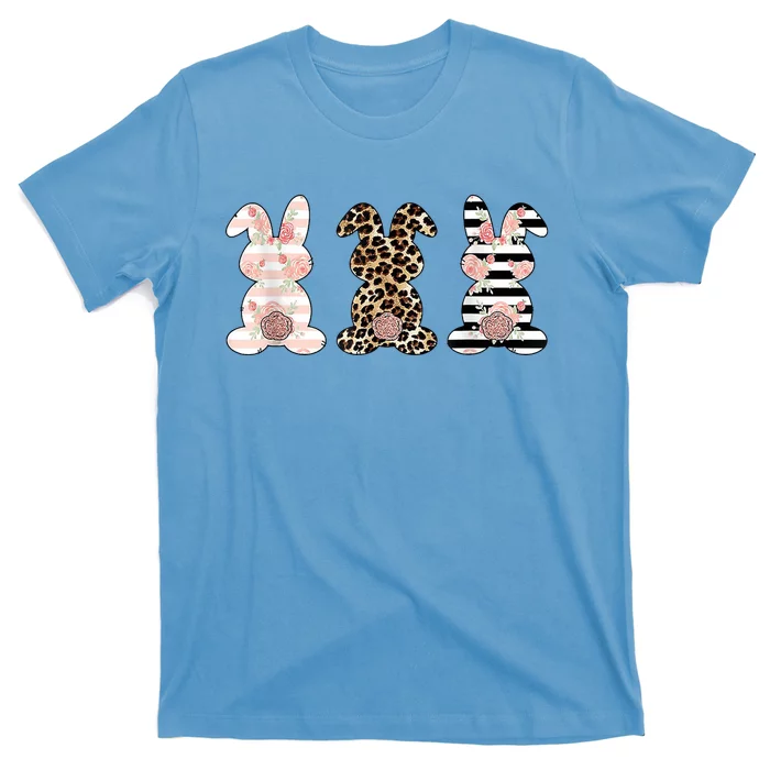 Trio Floral Easter Bunny Cute T-Shirt