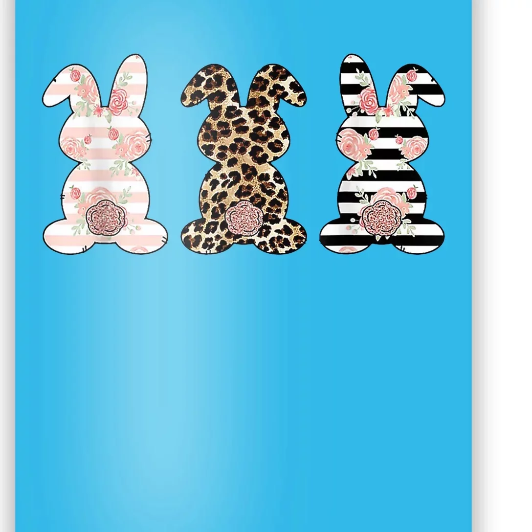 Trio Floral Easter Bunny Cute Poster