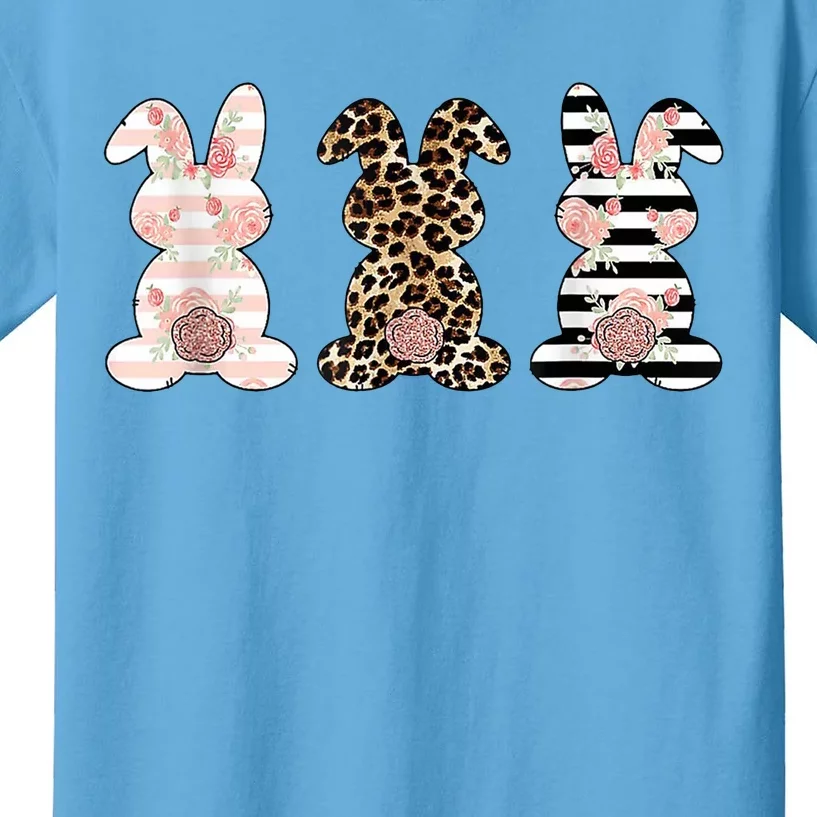 Trio Floral Easter Bunny Cute Kids T-Shirt