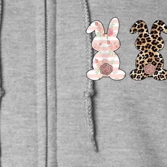 Trio Floral Easter Bunny Cute Full Zip Hoodie