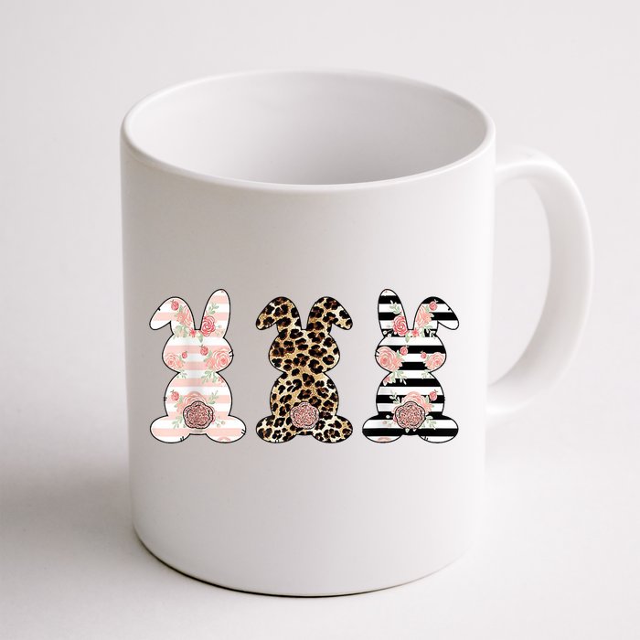 Trio Floral Easter Bunny Cute Front & Back Coffee Mug