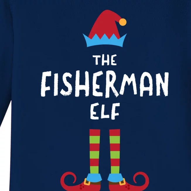 The Fisher Elf Christmas Fishing Xmas Fish Boss Employee Gift Baby Long Sleeve Bodysuit