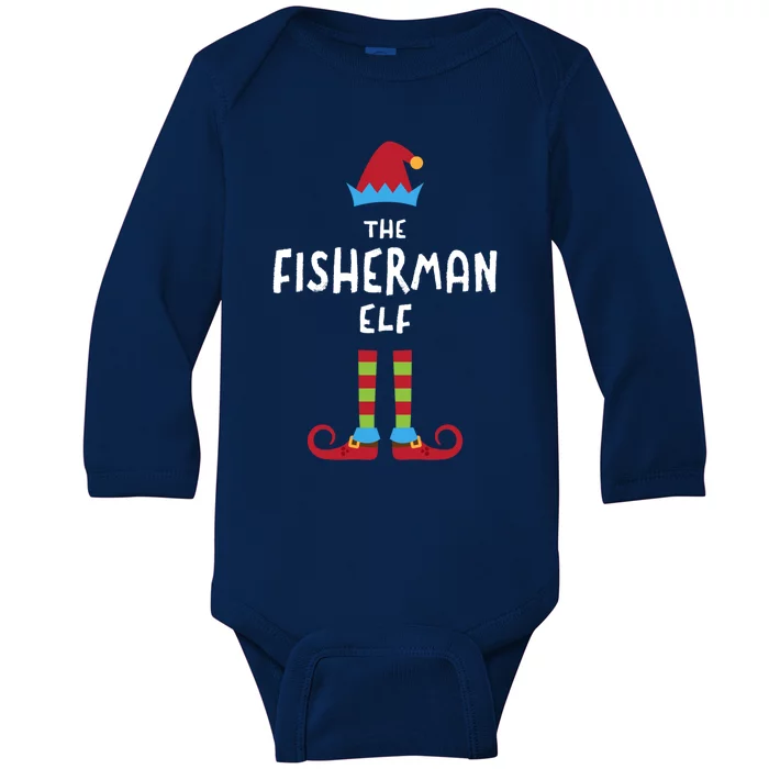 The Fisher Elf Christmas Fishing Xmas Fish Boss Employee Gift Baby Long Sleeve Bodysuit