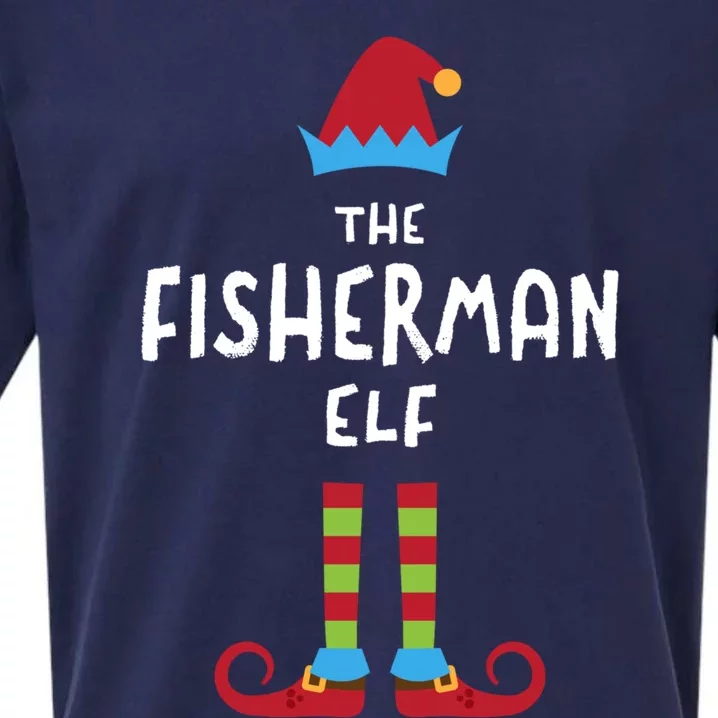 The Fisher Elf Christmas Fishing Xmas Fish Boss Employee Gift Sueded Cloud Jersey T-Shirt