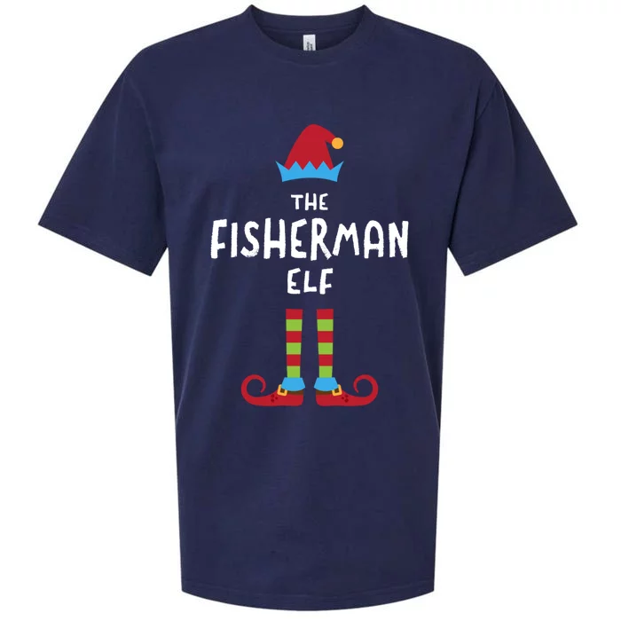 The Fisher Elf Christmas Fishing Xmas Fish Boss Employee Gift Sueded Cloud Jersey T-Shirt