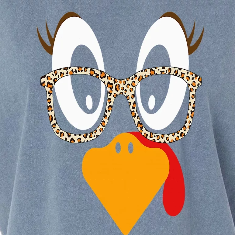 Turkey Face Eyelashes Leopard Glasses Funny Thanksgiving Garment-Dyed Women's Muscle Tee