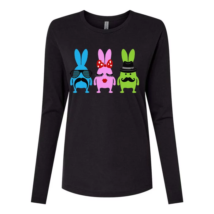 Three Funny Easter Bunnies Womens Cotton Relaxed Long Sleeve T-Shirt