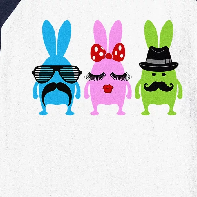 Three Funny Easter Bunnies Baseball Sleeve Shirt