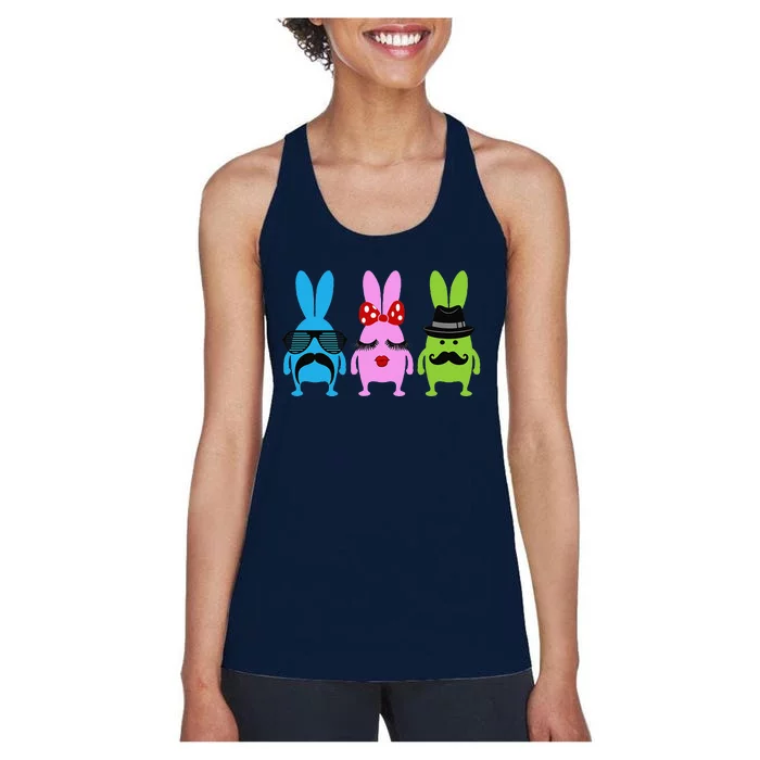 Three Funny Easter Bunnies Women's Racerback Tank