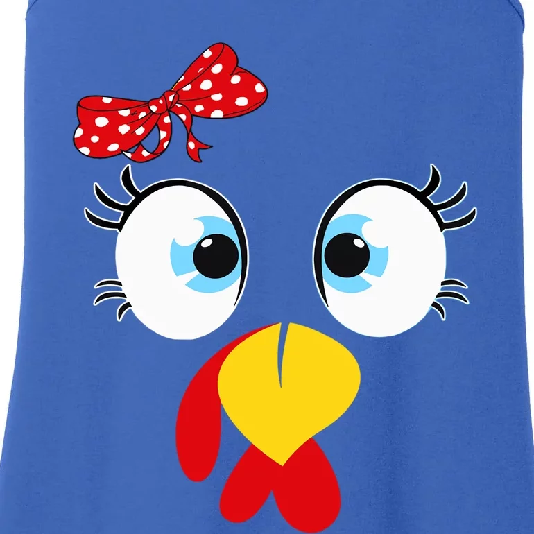 Turkey Face Eyelashes Glasses Funny Thanksgiving Great Gift Ladies Essential Tank