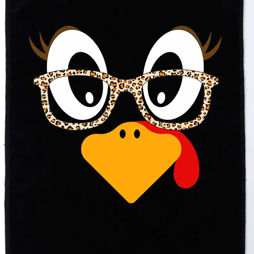 Turkey Face Eyelashes Leopard Glasses Funny Thanksgiving Platinum Collection Golf Towel