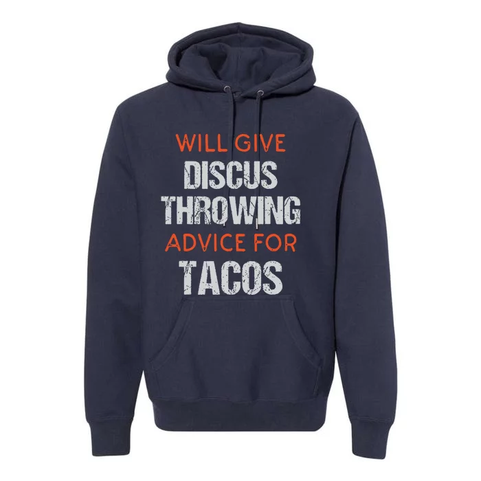 Track Field Events Throwing Humor Funny Discus Thrower Premium Hoodie