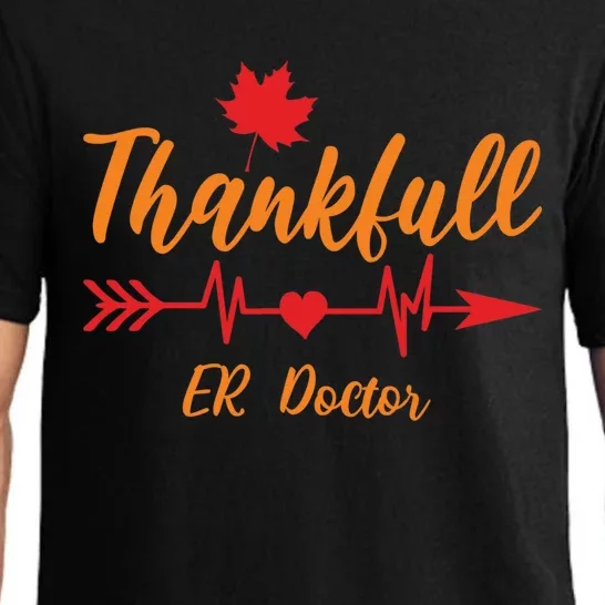 Thanksgiving Fall Er Doctor Heartbeat Thankful Medical Gift Pajama Set