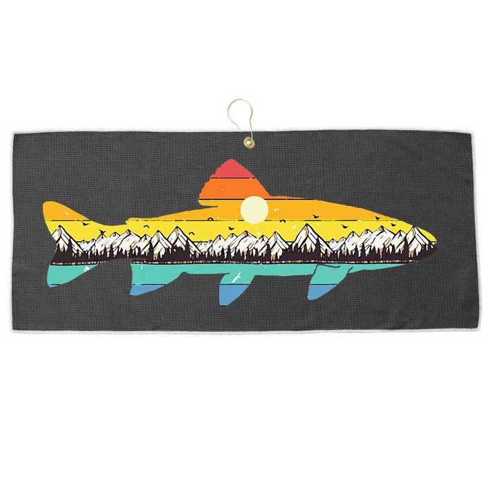 Trout Fly Fishing Outdoor Forest Nature Wildlife Fisherman Large Microfiber Waffle Golf Towel