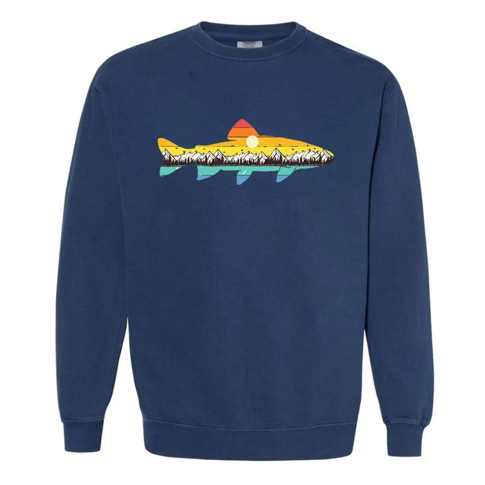 Trout Fly Fishing Outdoor Forest Nature Wildlife Fisherman Garment-Dyed Sweatshirt