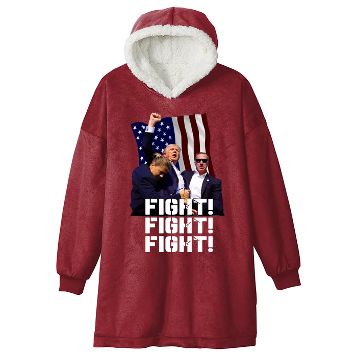 Trump Fight Fight Fight Gift Hooded Wearable Blanket