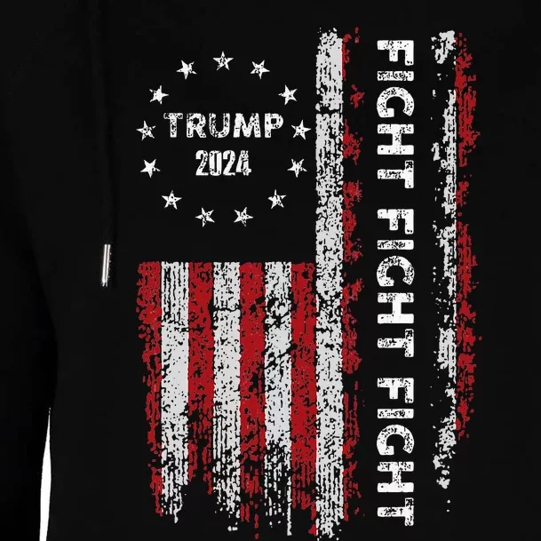 Trump Fight Fight Fight Pro Rump 2024 President Election Womens Funnel Neck Pullover Hood