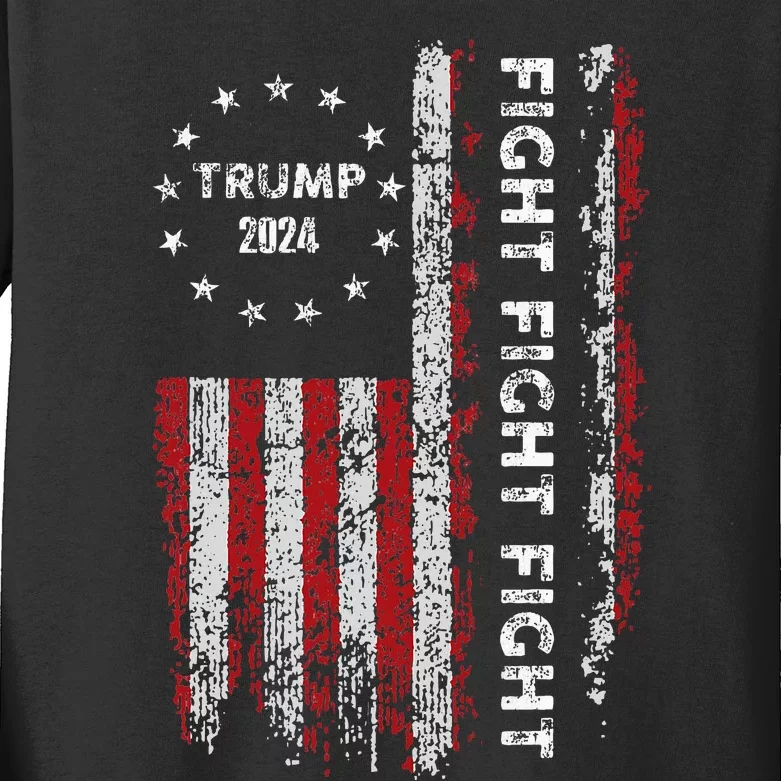 Trump Fight Fight Fight Pro Rump 2024 President Election Kids Long Sleeve Shirt