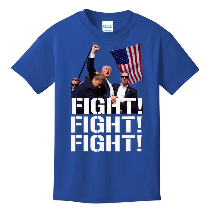 Trump Fight Fight Fight Trump Defiant Trump Shot Fist Pump Kids T-Shirt