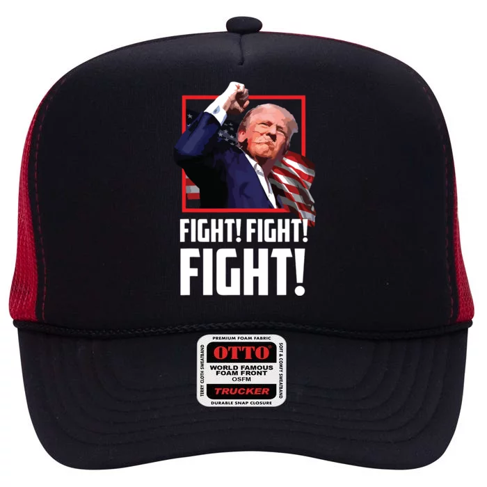 Trump Fist Fight Fight Fight High Crown Mesh Trucker Hat