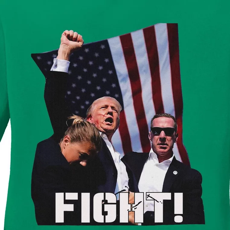 Trump Fighting For Supporters And Americans Ladies Long Sleeve Shirt