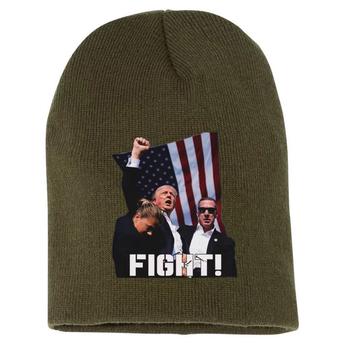 Trump Fighting For Supporters And Americans Short Acrylic Beanie