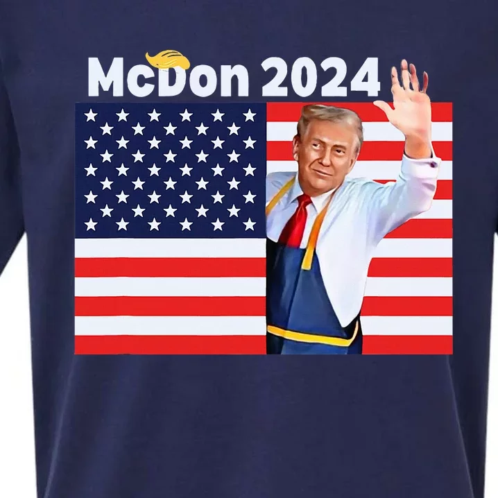 Trump French Fries Mcdon 2024 American Flag Maga Sueded Cloud Jersey T-Shirt