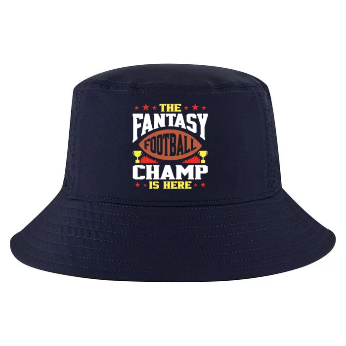 The Fantasy Football Champ Is Here Champion Draft League Premium Cool Comfort Performance Bucket Hat