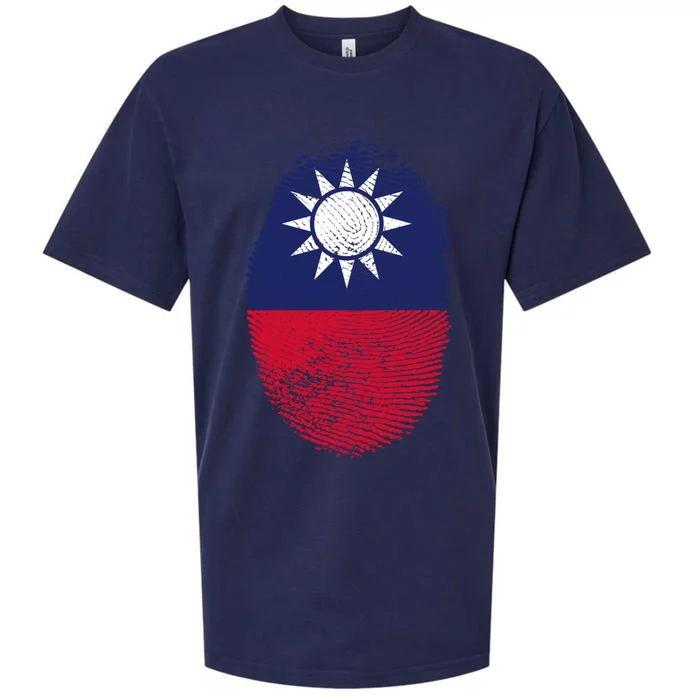 Taiwan Flag Fingerprint Proud Taiwanese Dna Gift Sueded Cloud Jersey T-Shirt